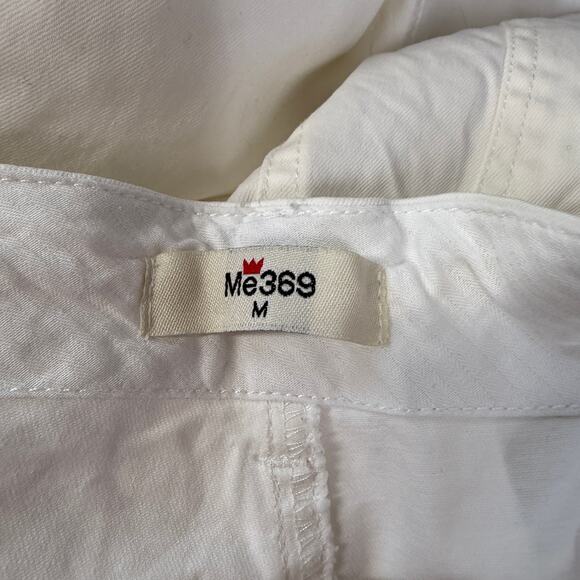 ME369 Aubree Drop Crotch Ankle Pants White Cargo Embroidered Size M - Picture 8 of 9